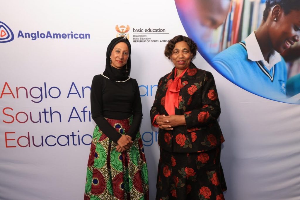 From Left to Right Zaheera Soomar global head of education and community skills at Anglo American and Minister Angie Motsekga